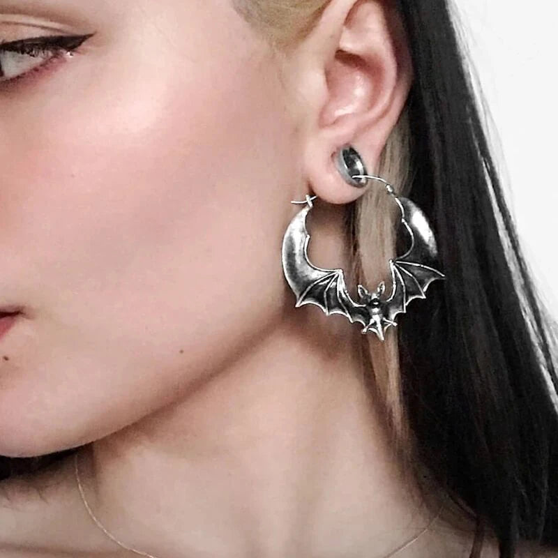 Vampire Bat Hoop Earrings