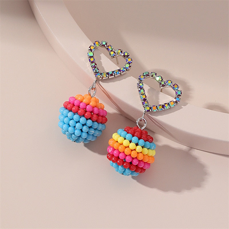 Beaded Balls Dangle Earrings