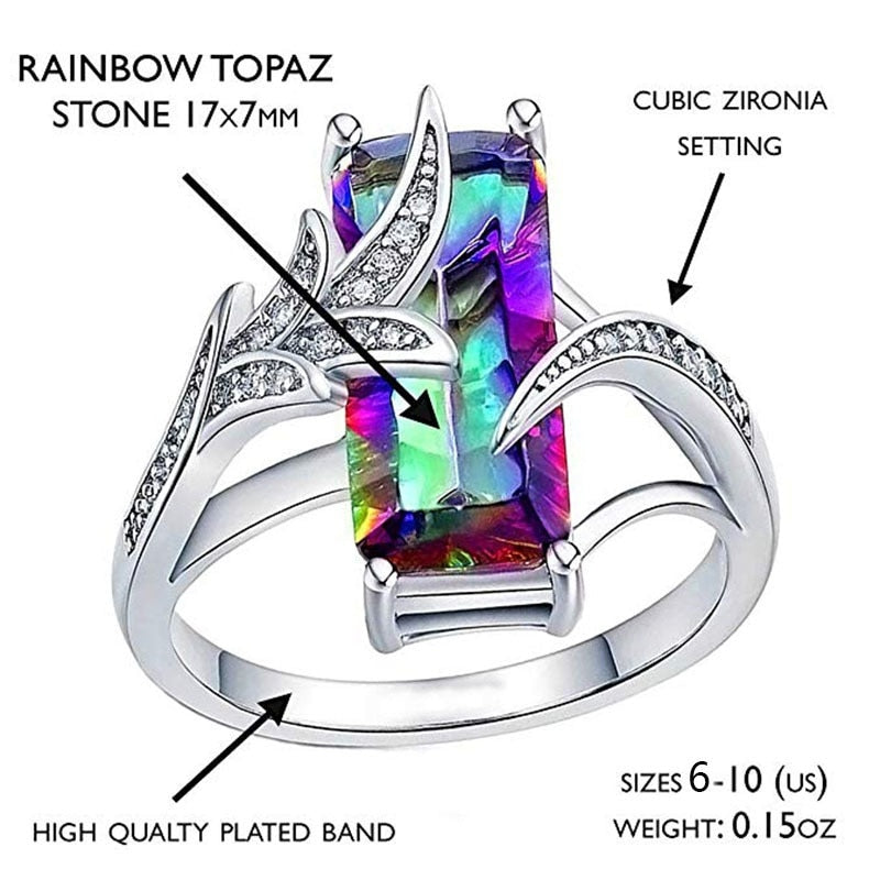 Iridescent Emerald Cut Ring