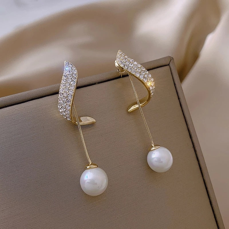 Gold Pearl Accent Earrings