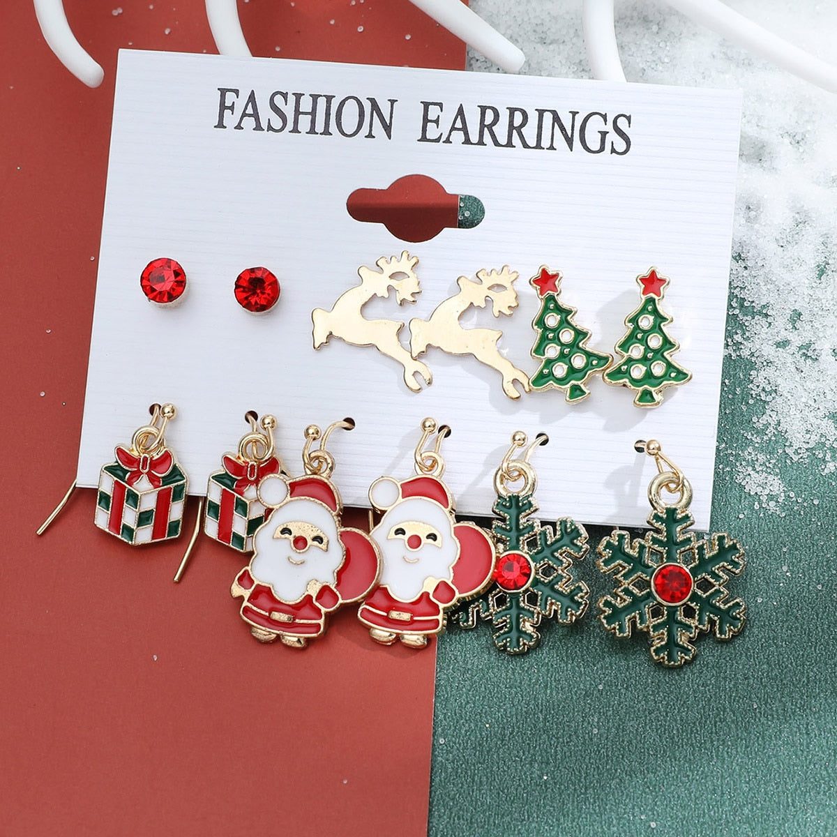 6 Pair Christmas Theme Earrings Set