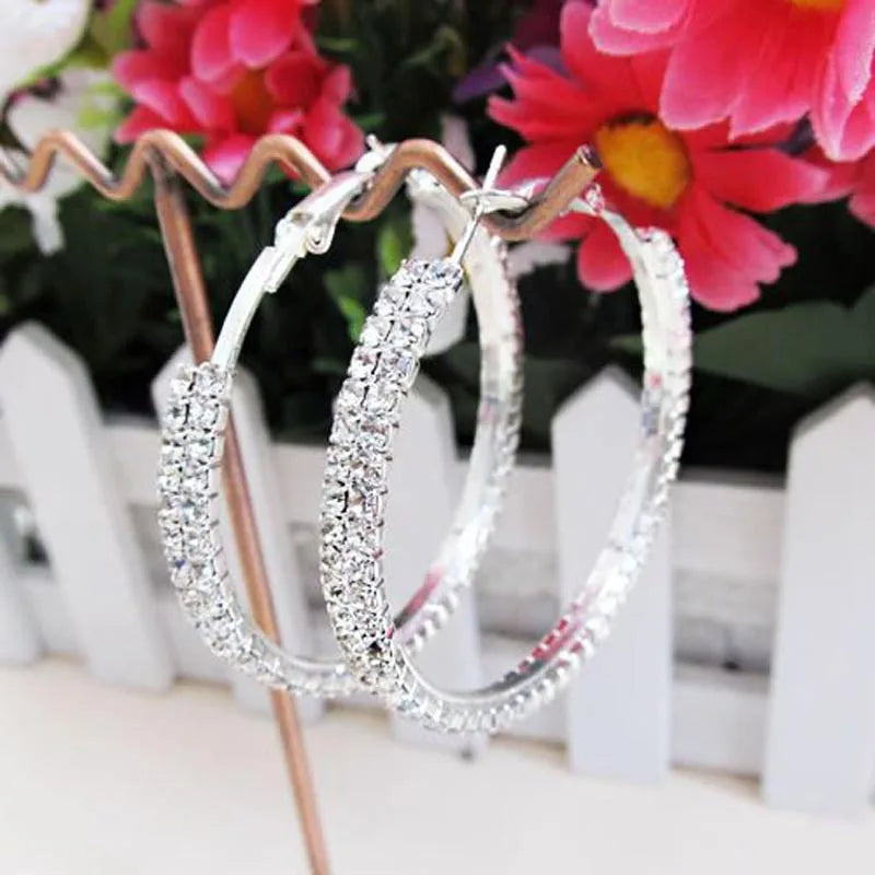 Crystal Rhinestone Hoop Earrings