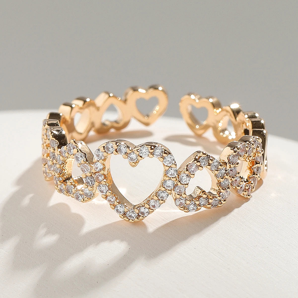 Sparkly Heart Adjustable Ring