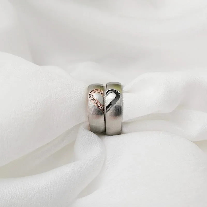 Stainless Steel Couples Heart Rings