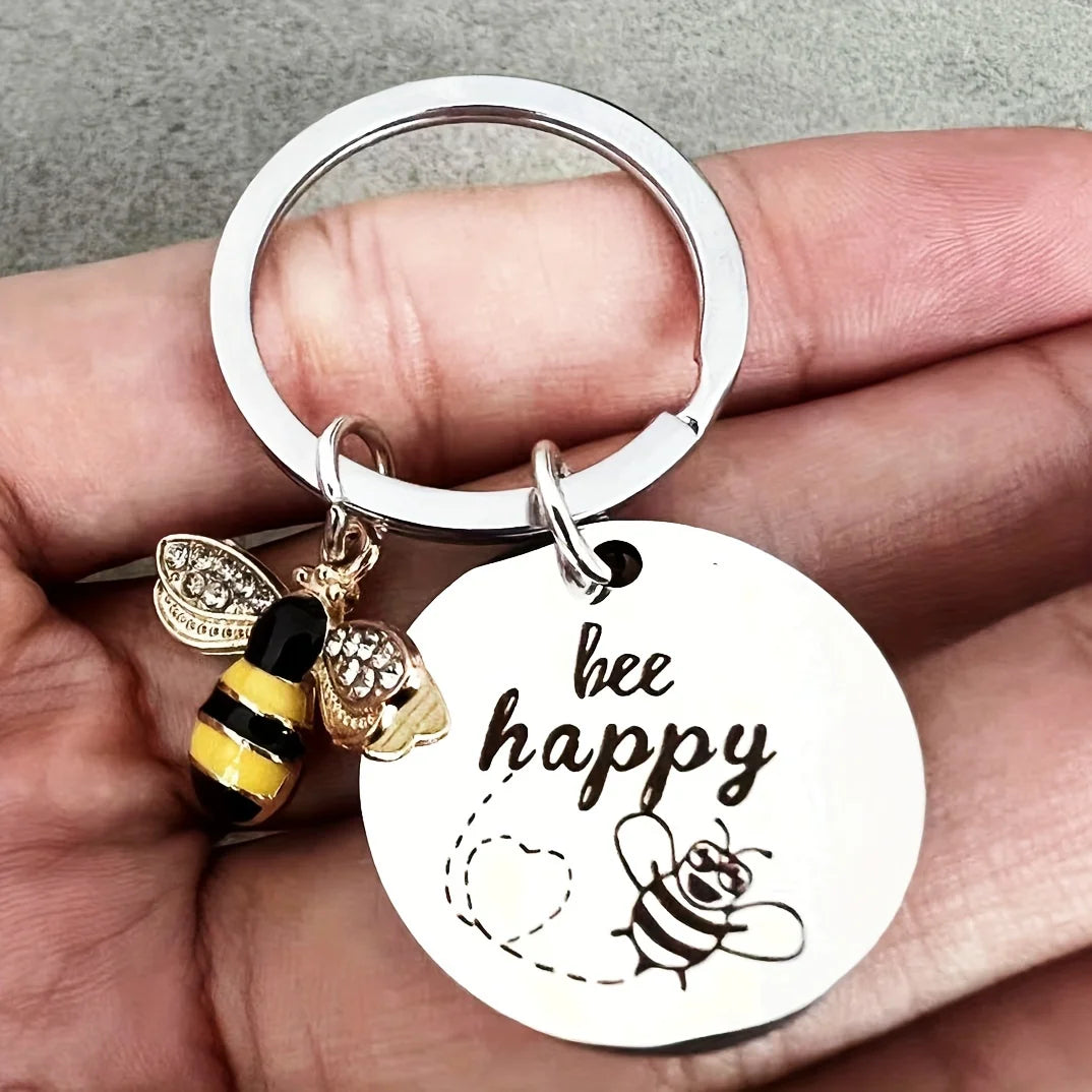 Bee Happy Keychain