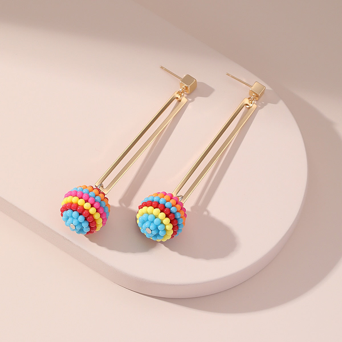 Beaded Balls Dangle Earrings