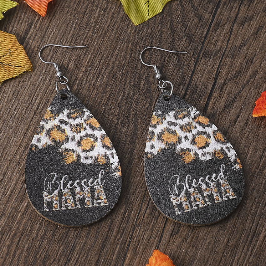 Mom Leather Teardrop Earrings