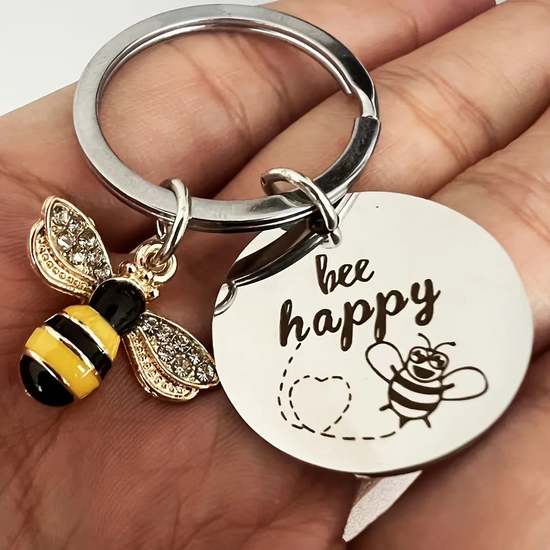 Bee Happy Keychain