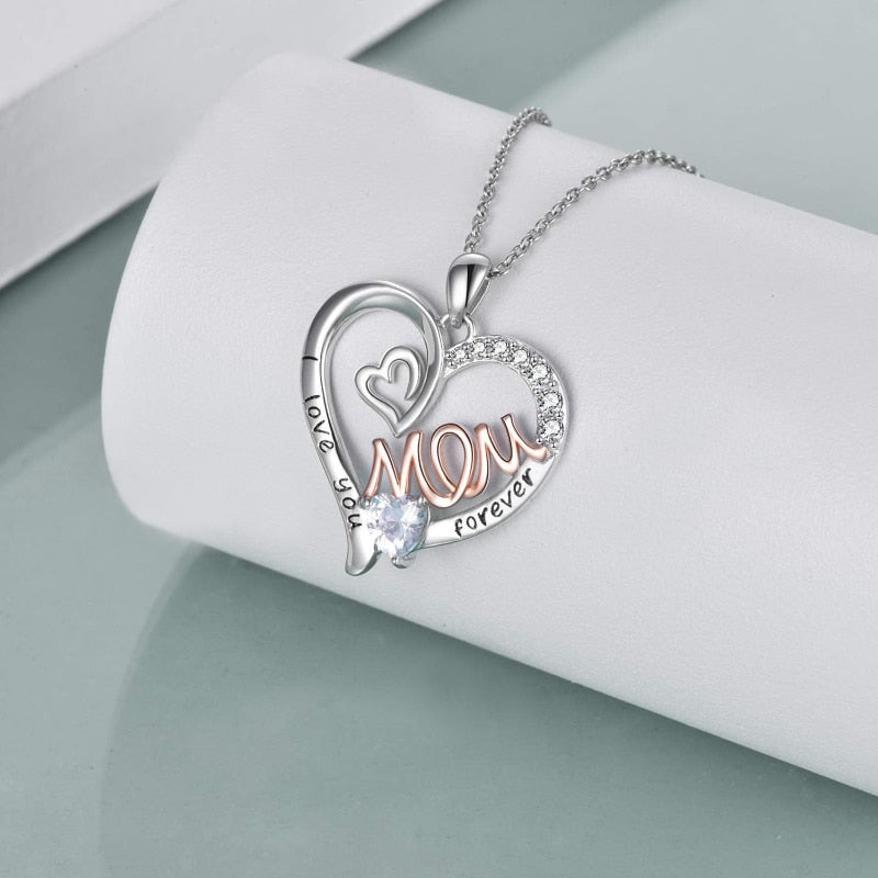 Silver Mom Heart Necklace