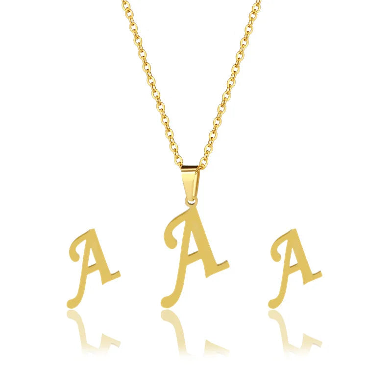 3 Pc Initial Necklace Set