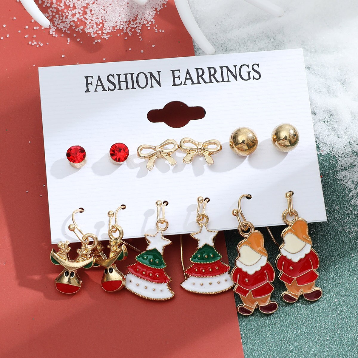 6 Pair Christmas Theme Earrings Set