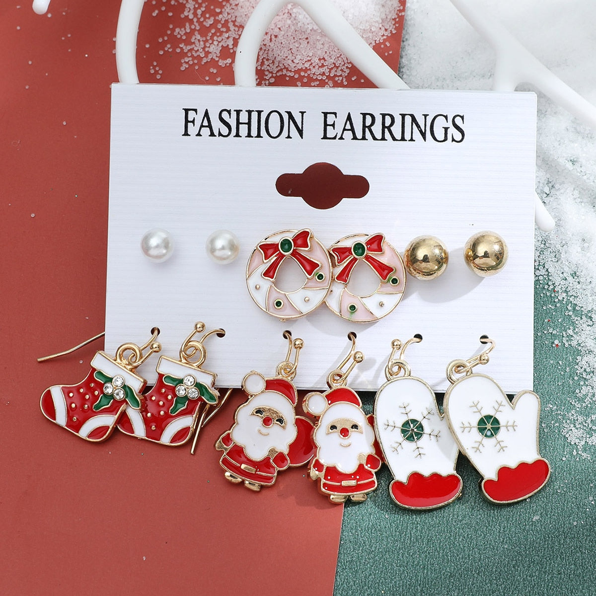 6 Pair Christmas Theme Earrings Set