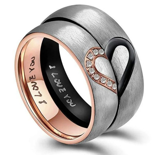 Stainless Steel Couples Heart Rings