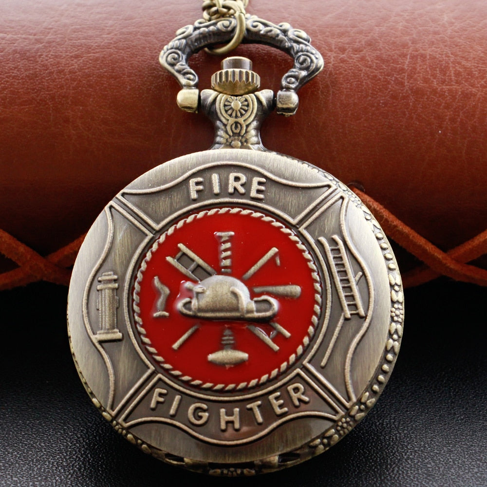 Fire Fighter Quartz Pocket Watch