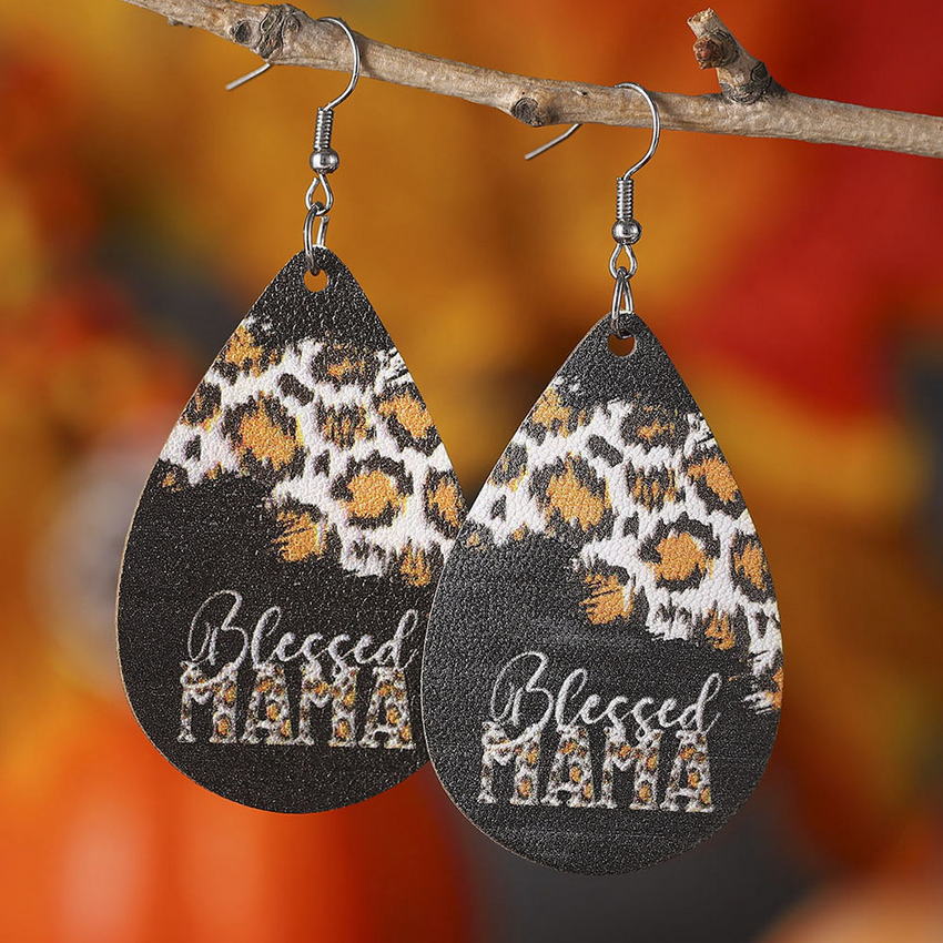 Mom Leather Teardrop Earrings