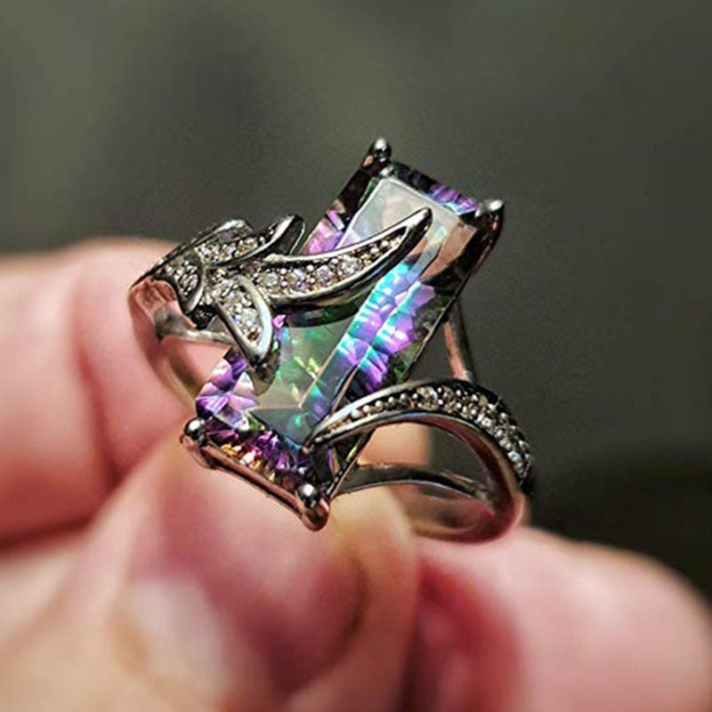 Iridescent Emerald Cut Ring