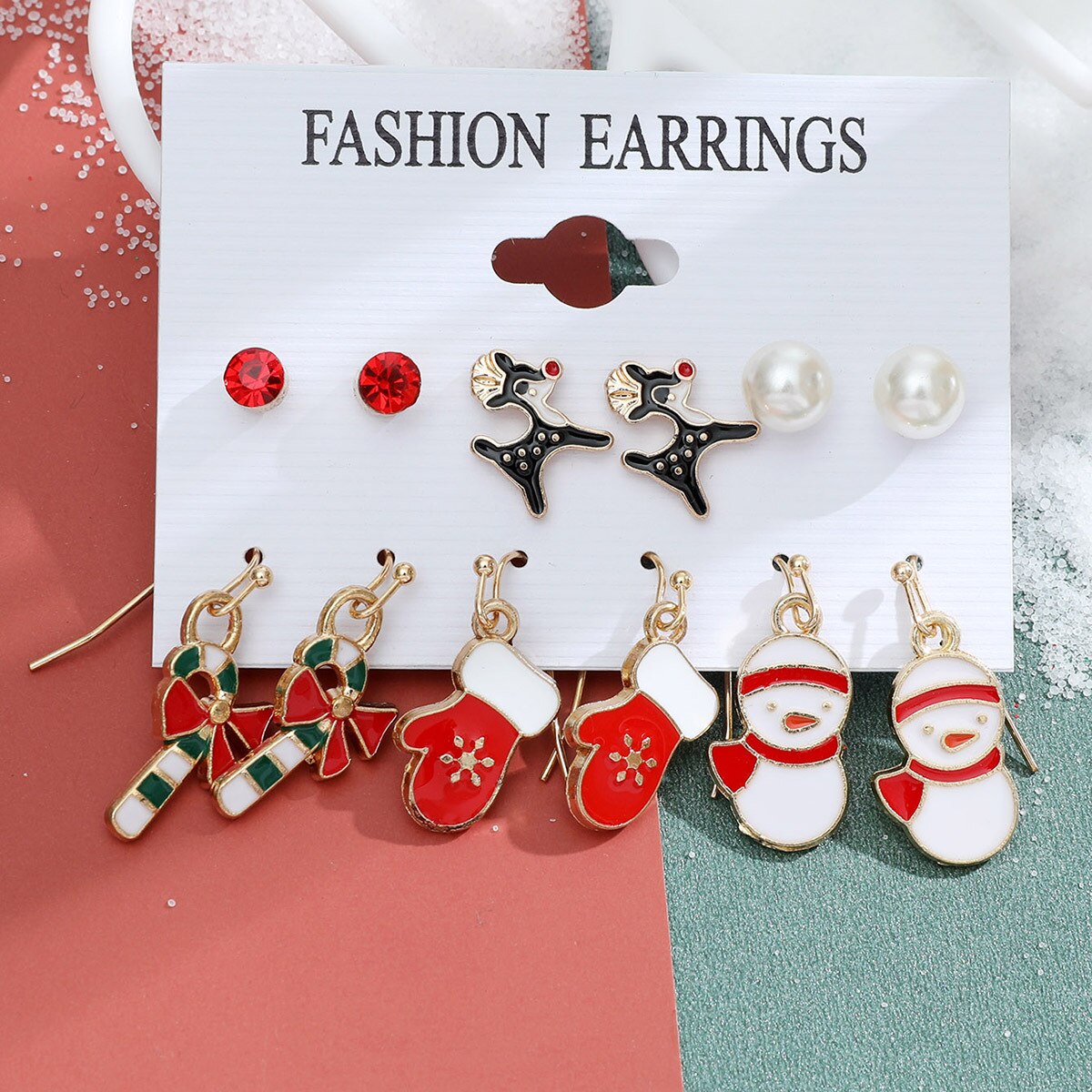 6 Pair Christmas Theme Earrings Set