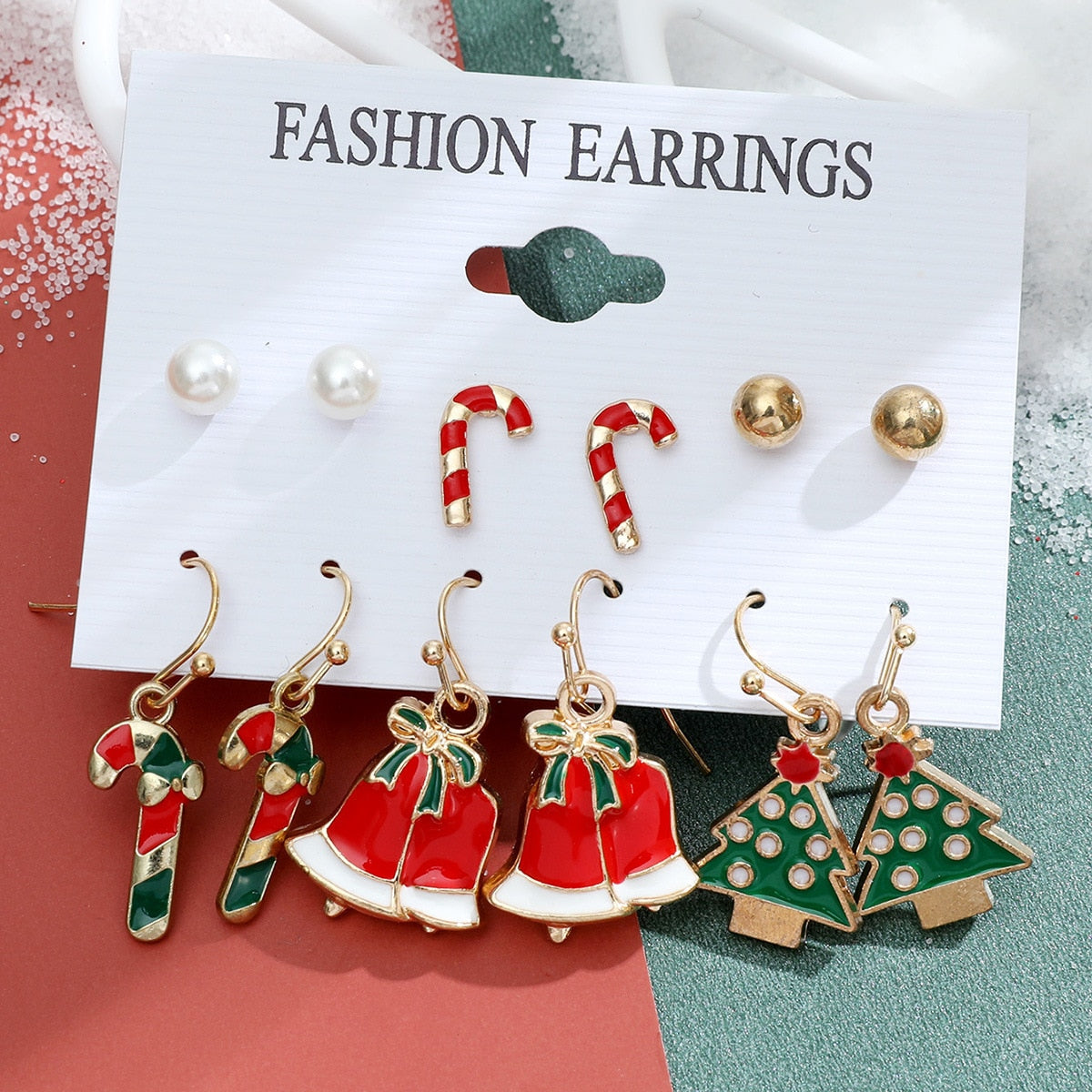 6 Pair Christmas Theme Earrings Set