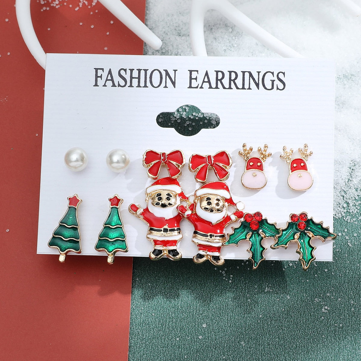 6 Pair Christmas Theme Earrings Set