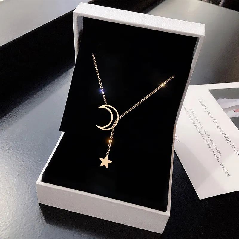 Minimalist Moon and Star Necklace