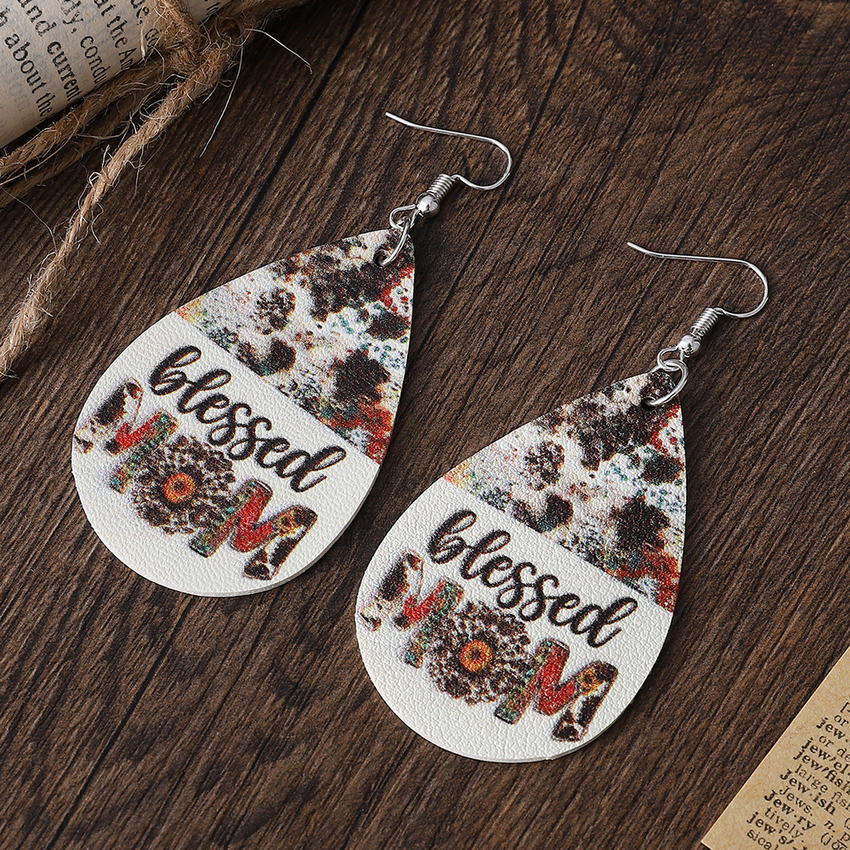 Mom Leather Teardrop Earrings