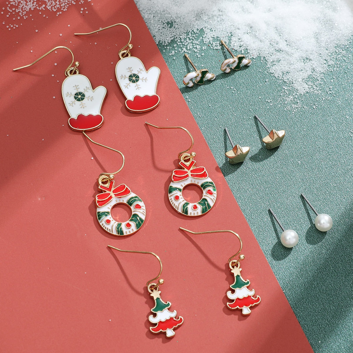 6 Pair Christmas Theme Earrings Set