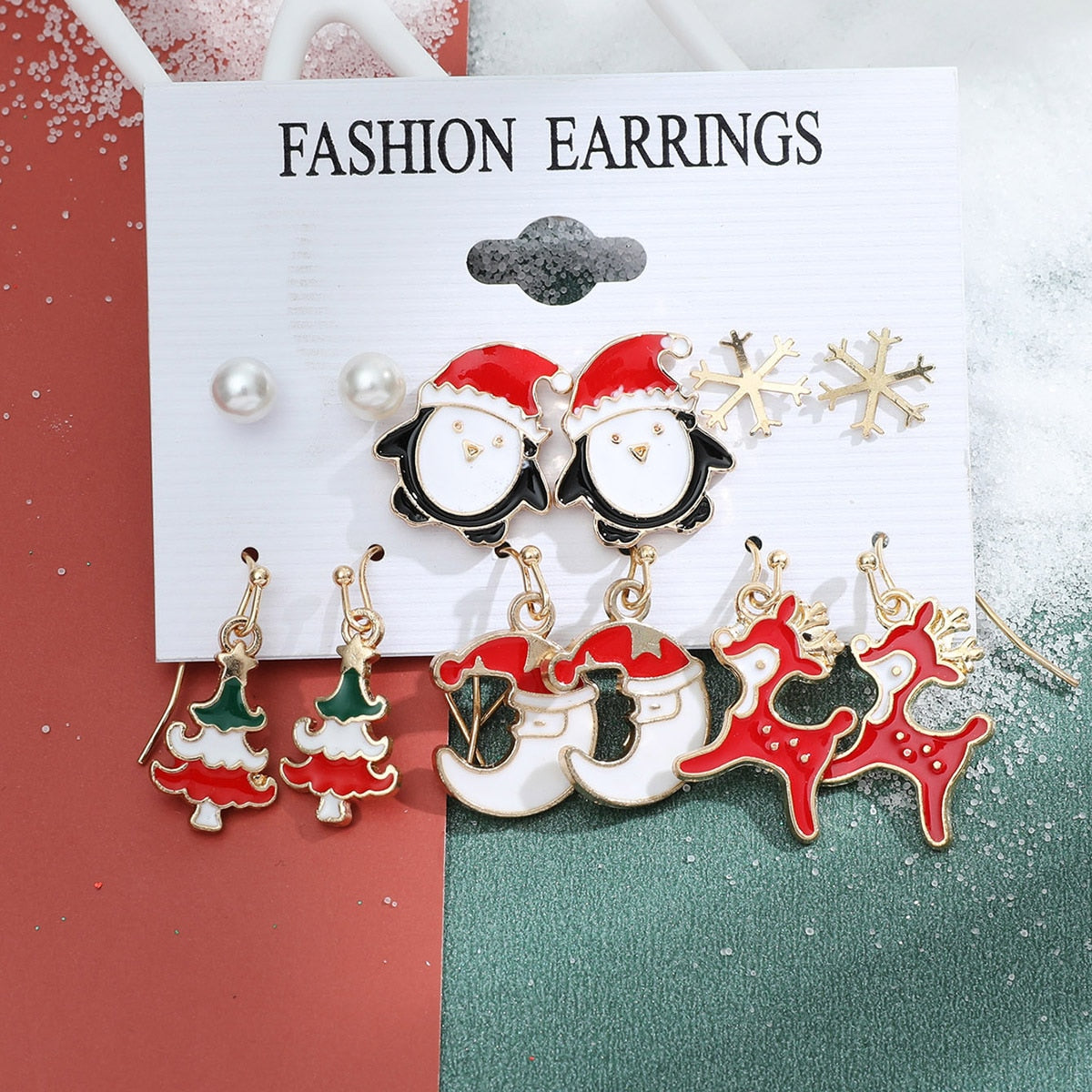 6 Pair Christmas Theme Earrings Set