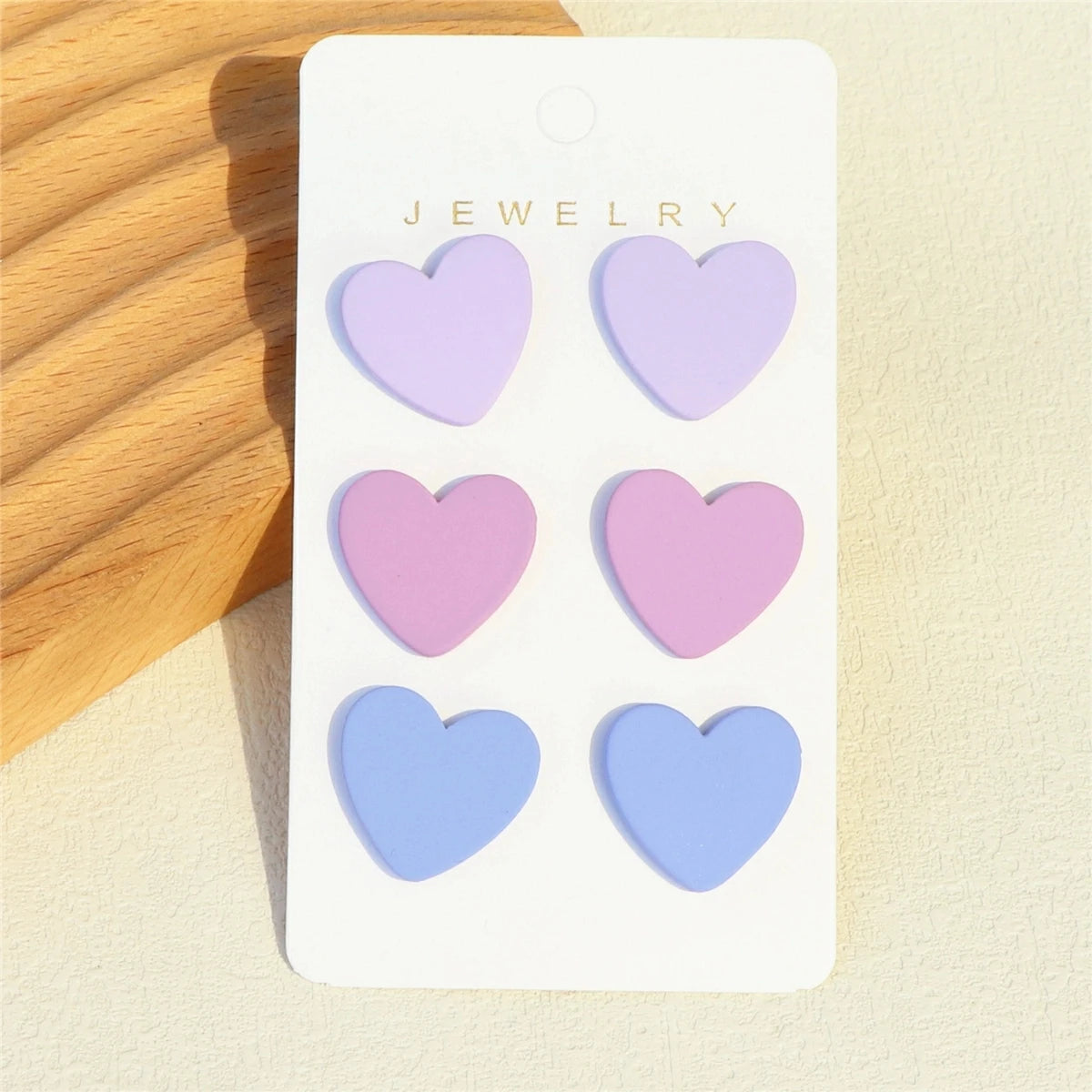 3 Pair Acrylic Heart Earrings