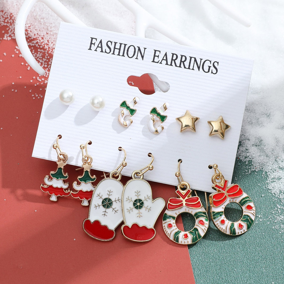 6 Pair Christmas Theme Earrings Set