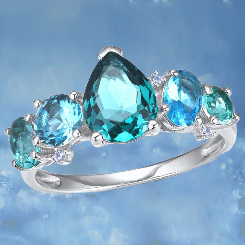 Aqua Blue Ring Set