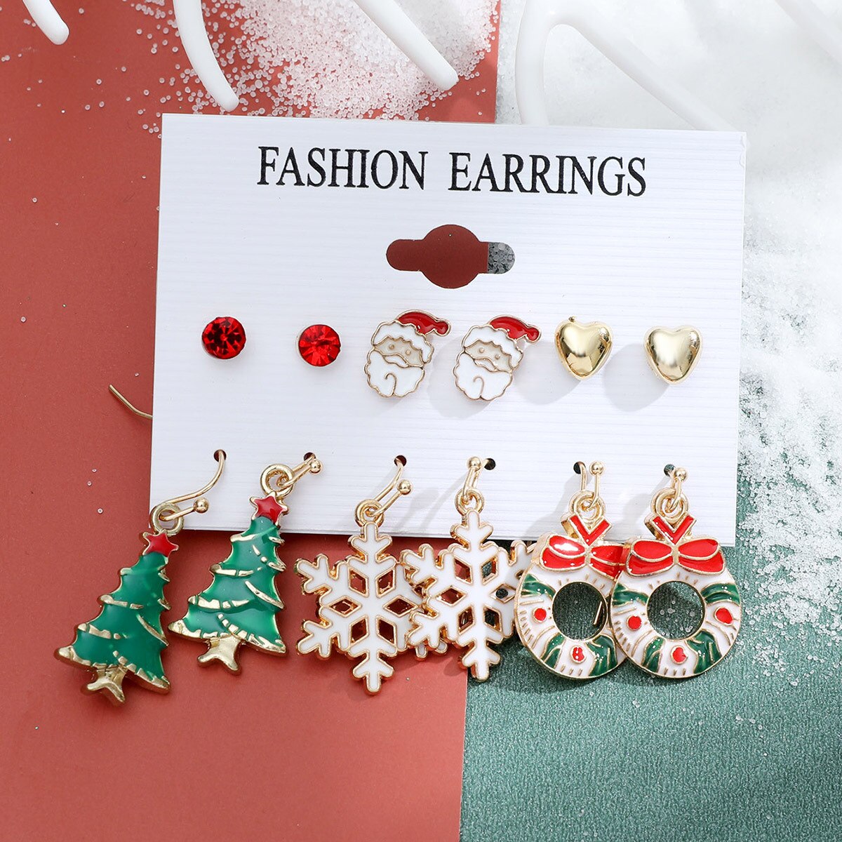 6 Pair Christmas Theme Earrings Set