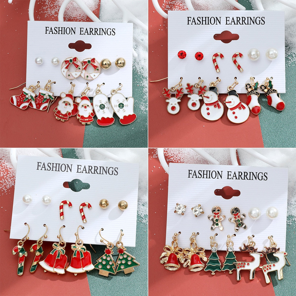 6 Pair Christmas Theme Earrings Set