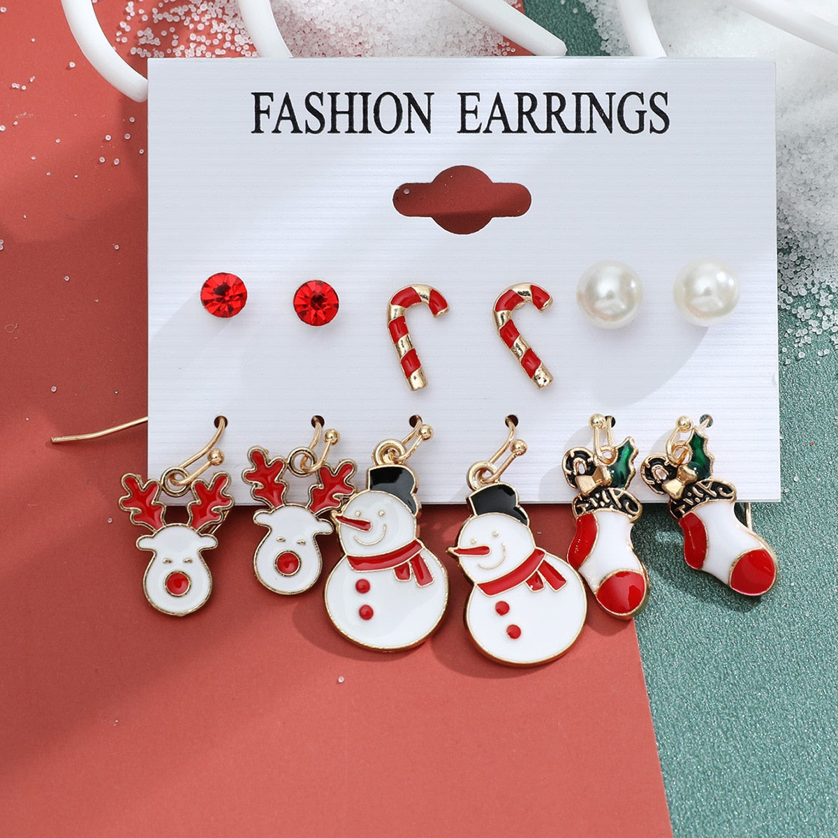 6 Pair Christmas Theme Earrings Set