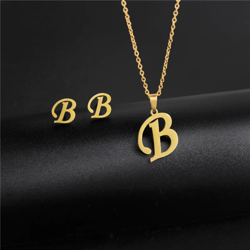 3 Pc Initial Necklace Set