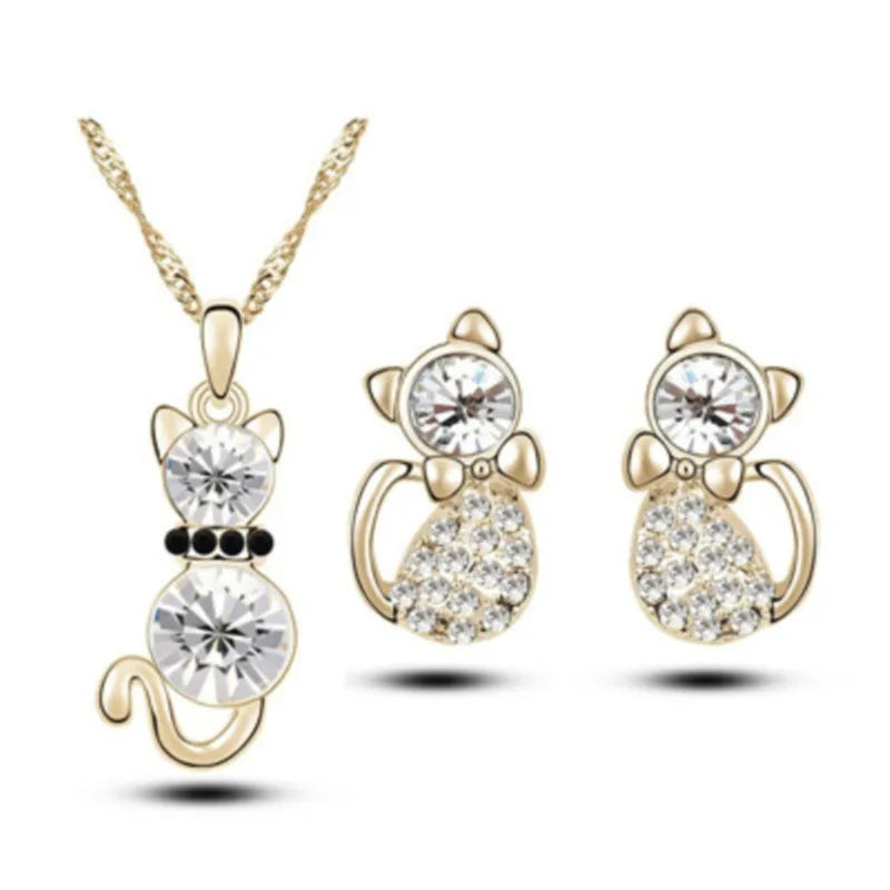 Cute Kitty Necklace Set