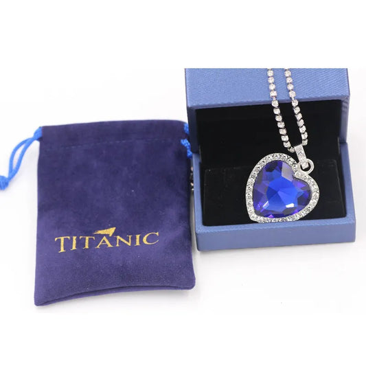 Ocean Blue Pendant Necklace with Velvet Bag