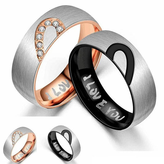 Stainless Steel Couples Heart Rings