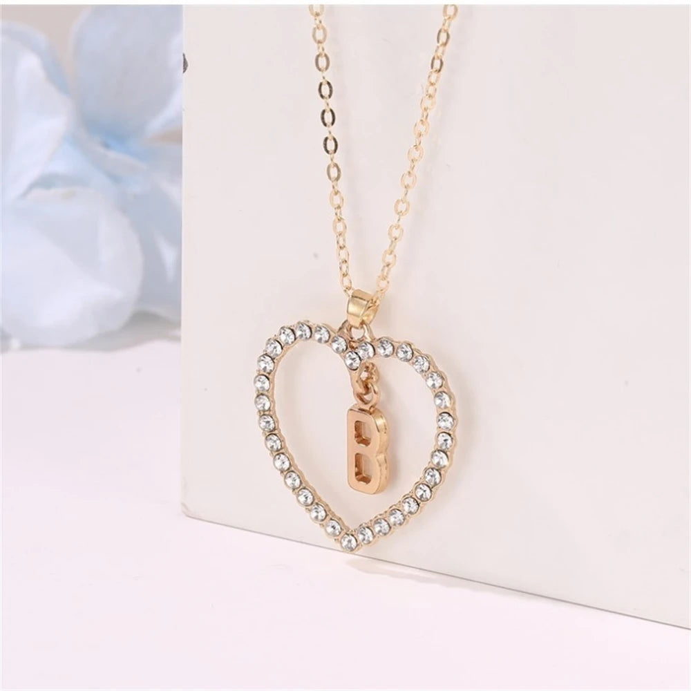 Open Heart with Initial Necklace