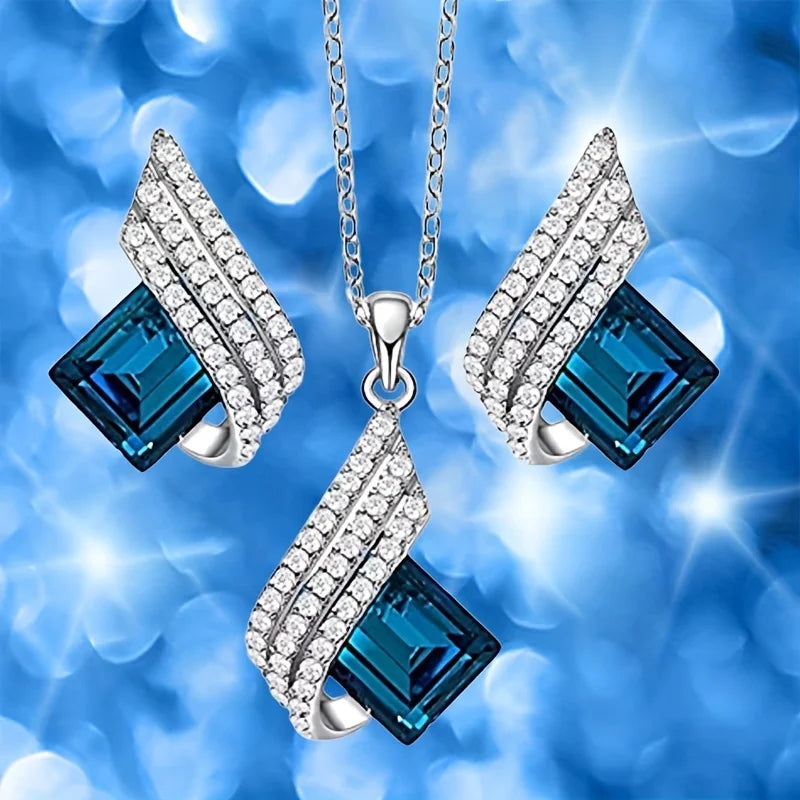 Sapphire and Rhinestone Necklace Set