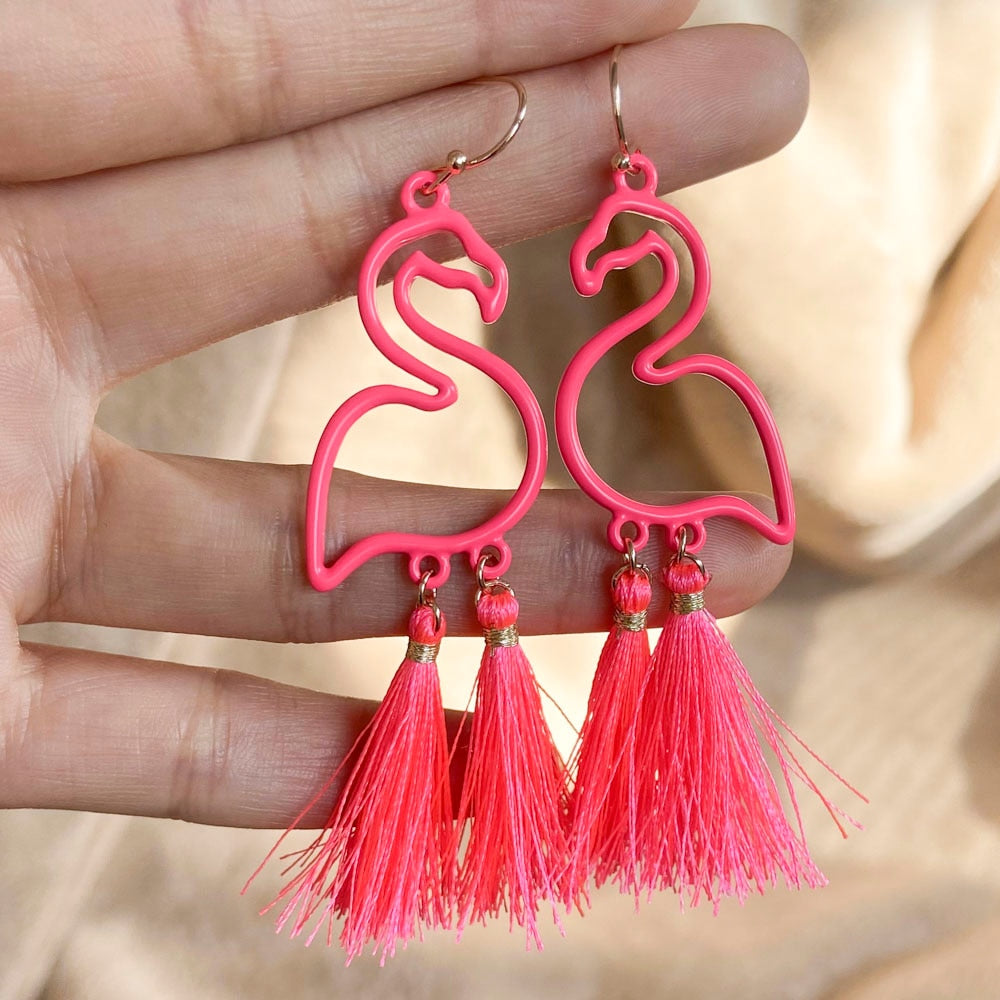 Flamingo Tassel Earrings