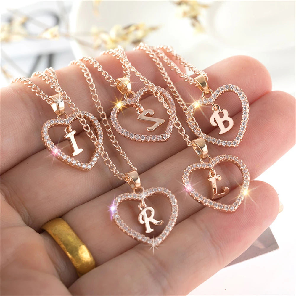 Open Heart with Initial Necklace