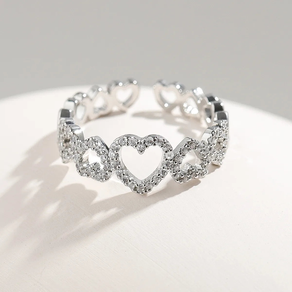 Sparkly Heart Adjustable Ring