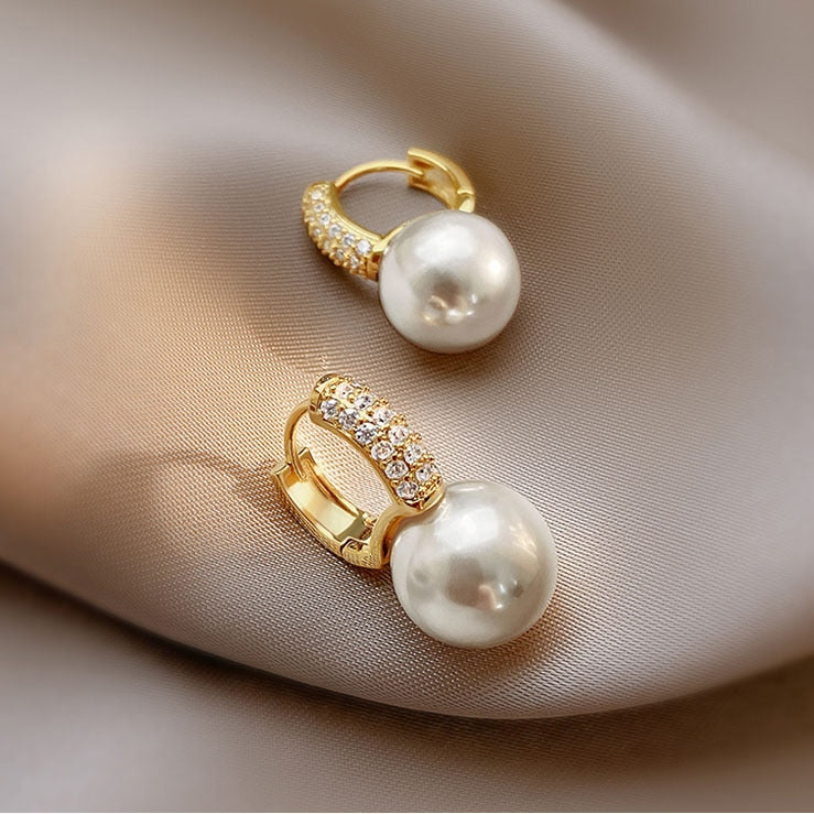 Gold Pearl Accent Earrings