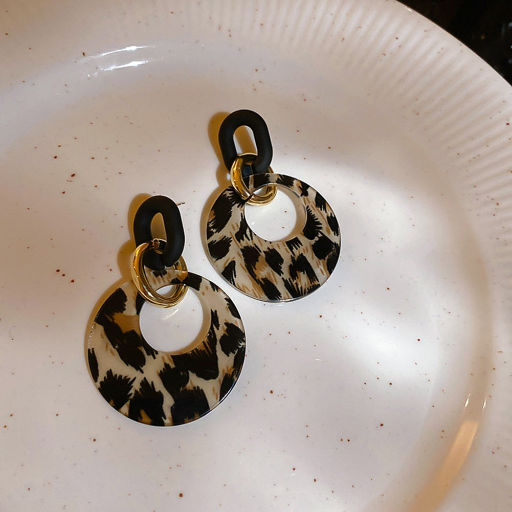 Leopard Print Acrylic Earrings