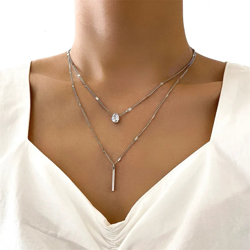 Zircon Layered Necklace