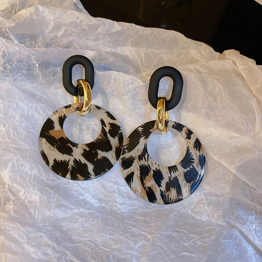 Leopard Print Acrylic Earrings