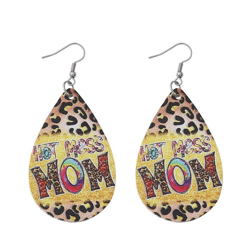 Mom Leather Teardrop Earrings