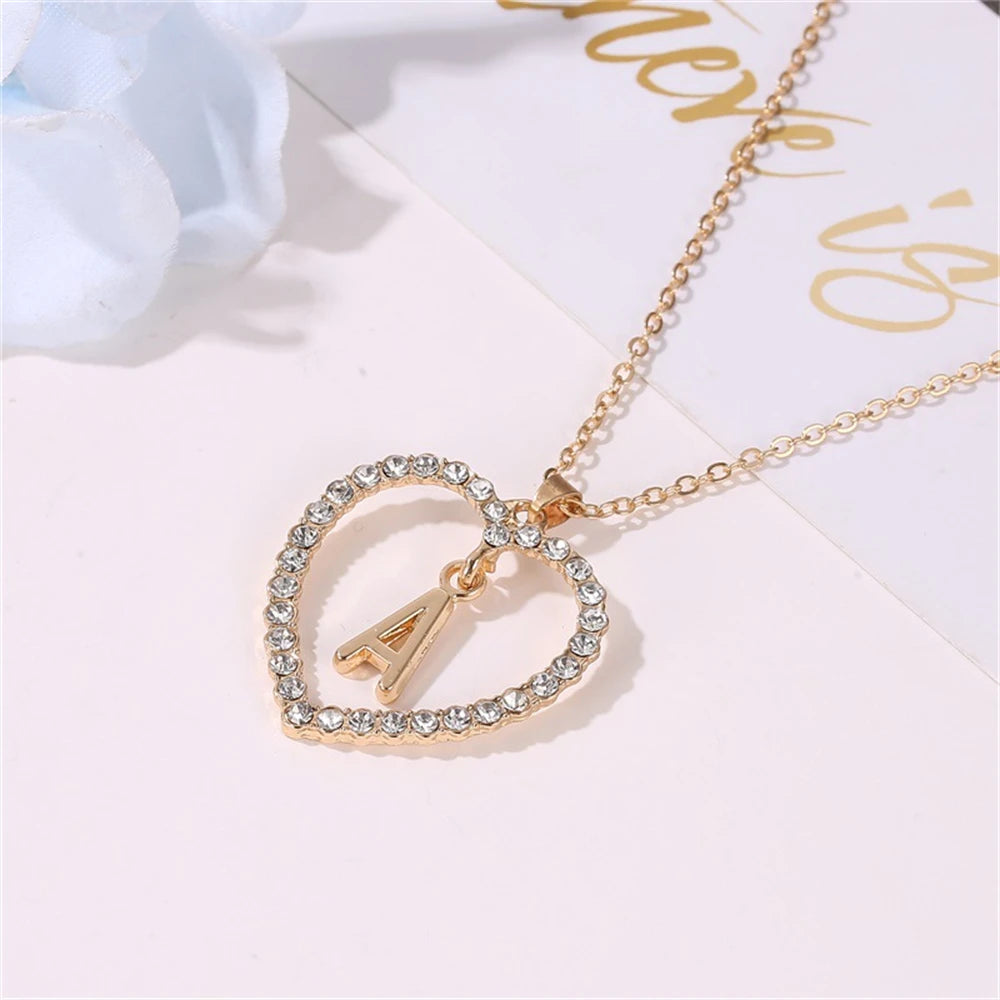 Open Heart with Initial Necklace