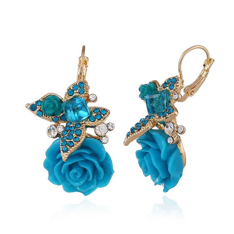 Butterfly and Rose Earrings