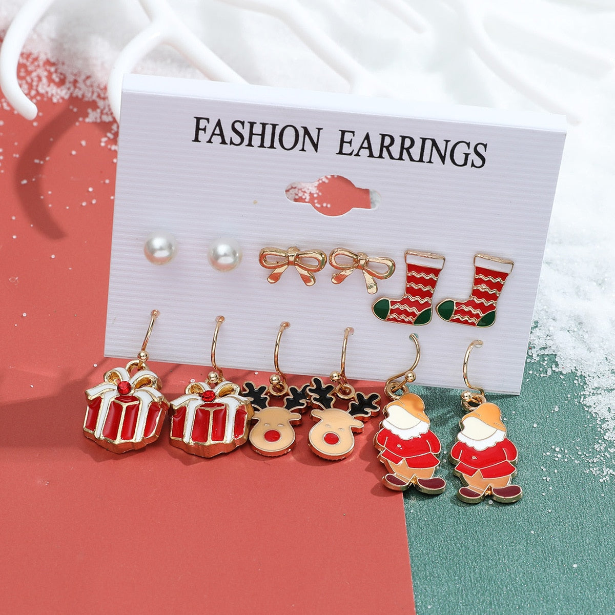 6 Pair Christmas Theme Earrings Set